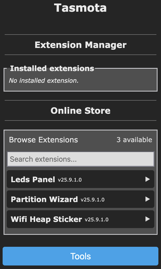 Extension Manager with no extension installed
